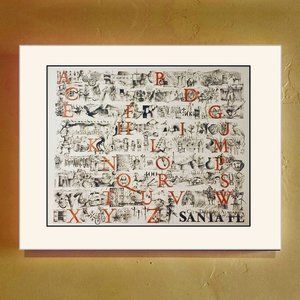 Medium Format Santa Fe Alphabet, Hand Illustrated, Hand Tinted, Numbered